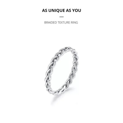 Bagues empilables en argent sterling 925 torsadées à texture tressée - Bijoux raffinés