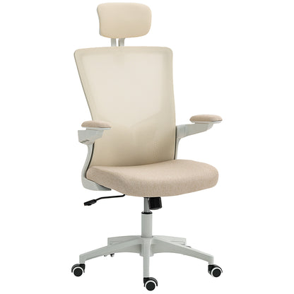 Andre Ergonomic Office Chair with 2D Lumbar Support and adjustable Headrest-Beige/White