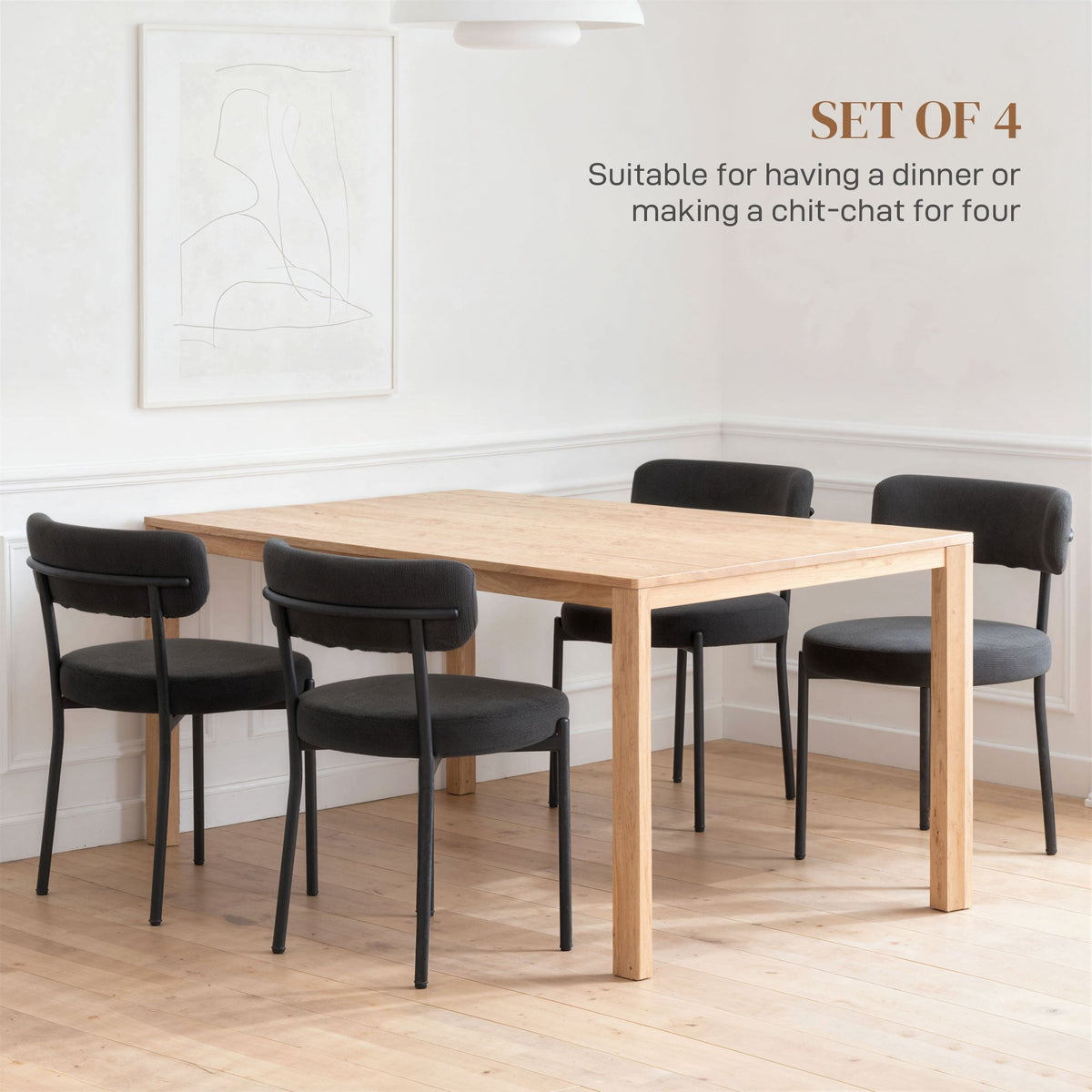 Avery 4 Pieces Modern Dining Chairs with Corduroy Upholstery-Black