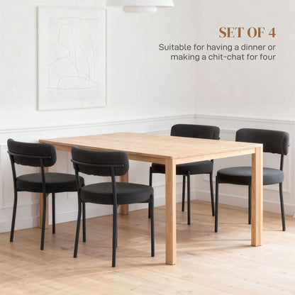 Avery 4 Pieces Modern Dining Chairs with Corduroy Upholstery-Black