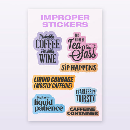 Autocollants Sassy pour Bouteille/Mug - Pack 2