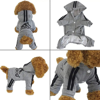 Dog Hoodie Pants Set | Adidog Dog Outfit Set