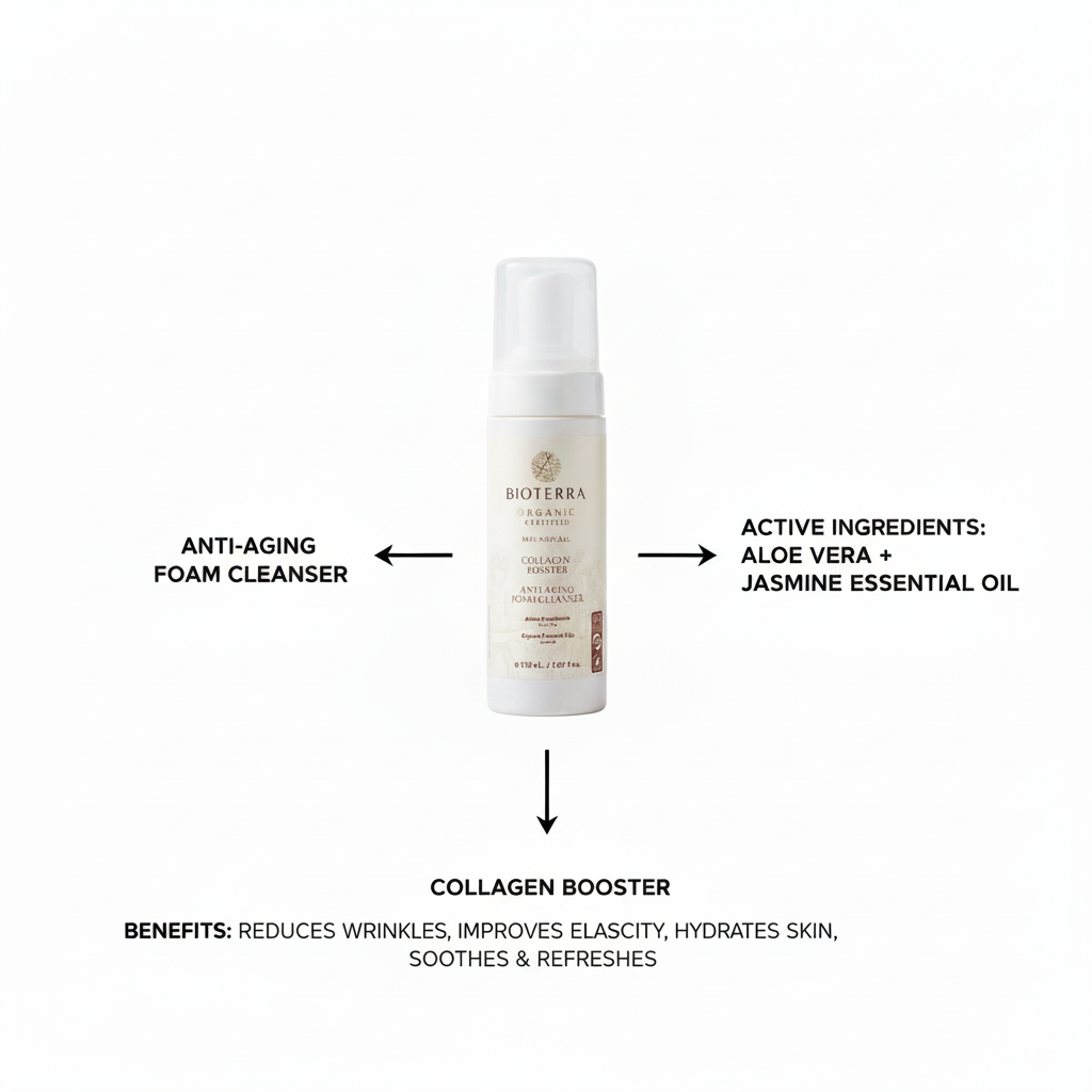 Bioterra Organic Collagen Booster Anti‑Aging Foam Cleanser 150 ml