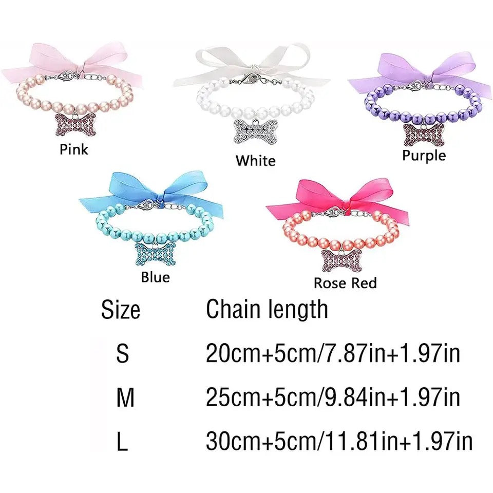 Collier pour chien en perles et strass