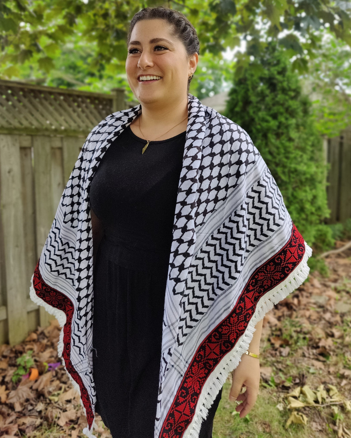 Najma Tatreez Shawl (Keffiyeh) | Handmade Tassels