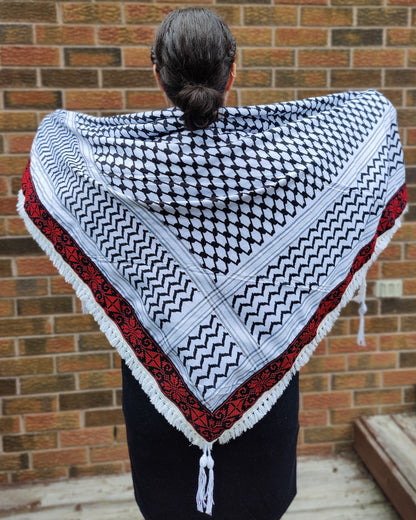 Najma Tatreez Shawl (Keffiyeh) | Handmade Tassels