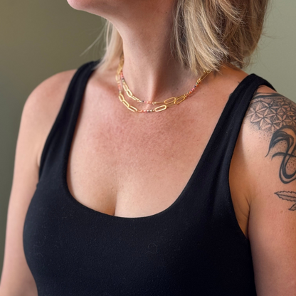 Long collier maillons avec émail