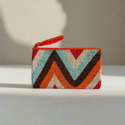 Beaded Zig Zag Clutch Purse