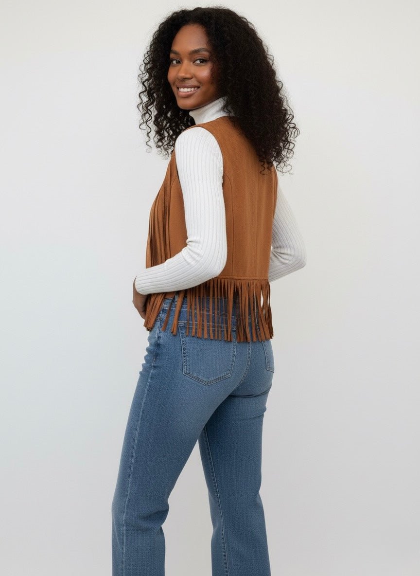 Gilet en daim à franges