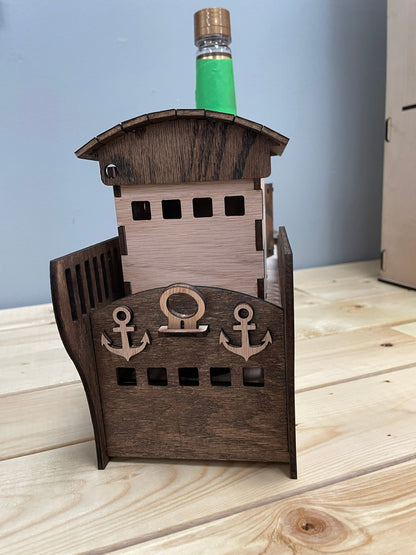 Boîte à vin en forme de bateau