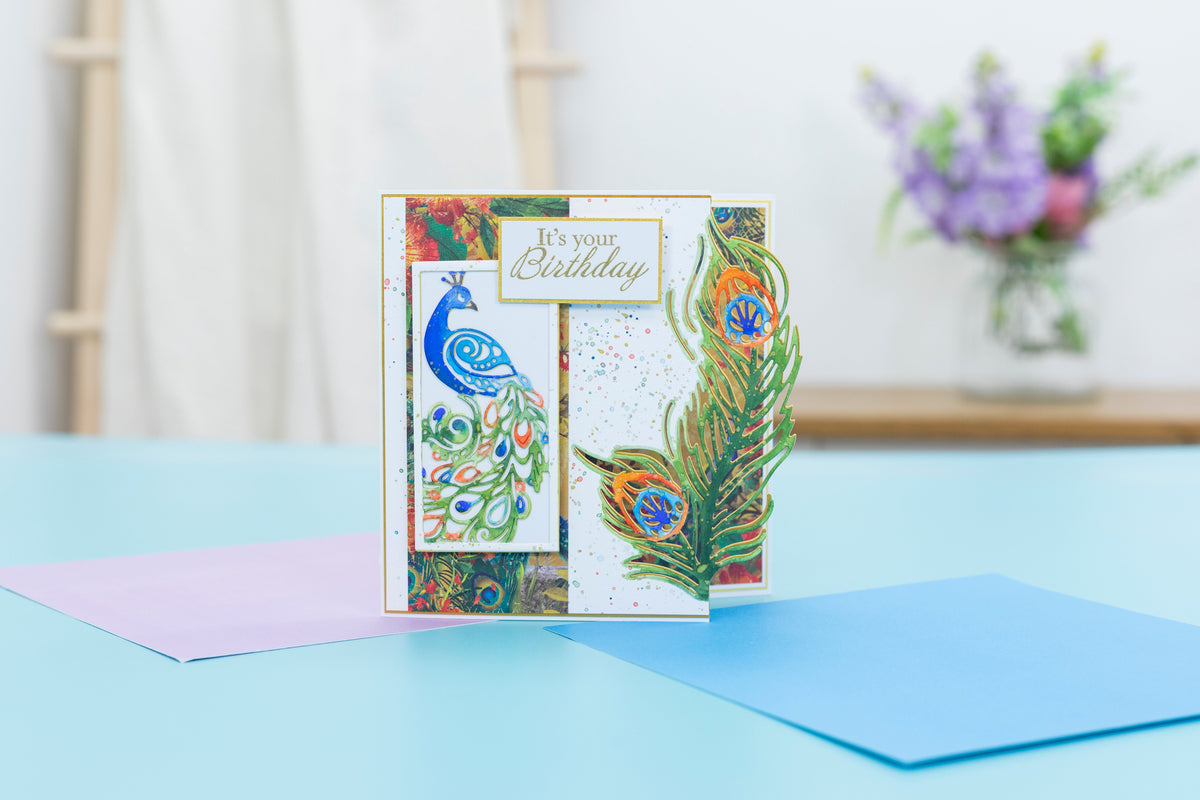 Graceful Plumes Metal Die Create-a-Card - Beauty & Elegance 