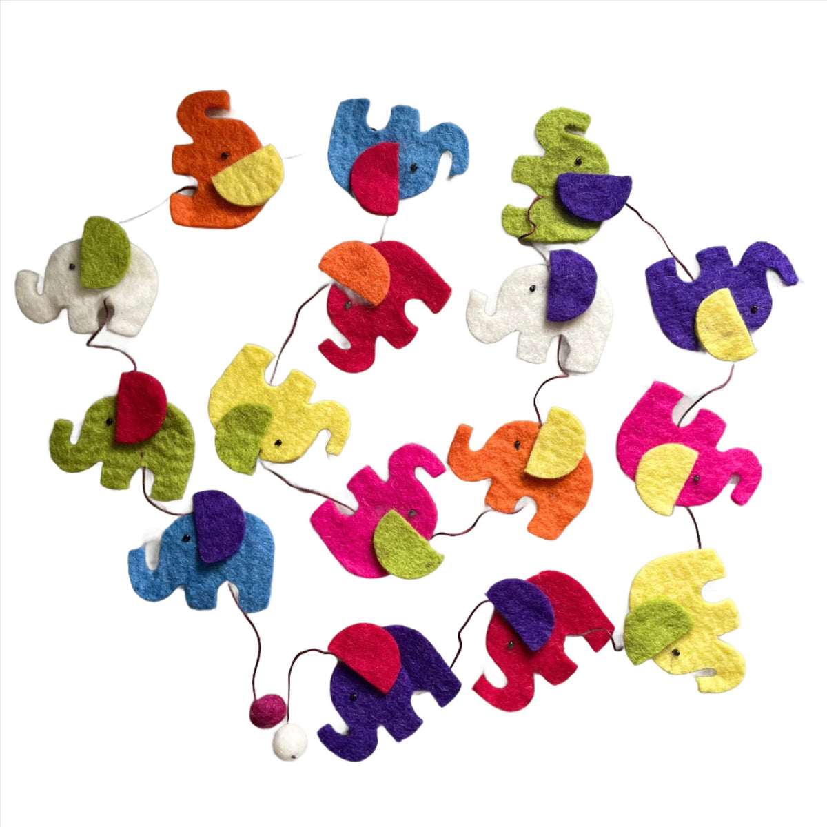 String of Felt Elephants