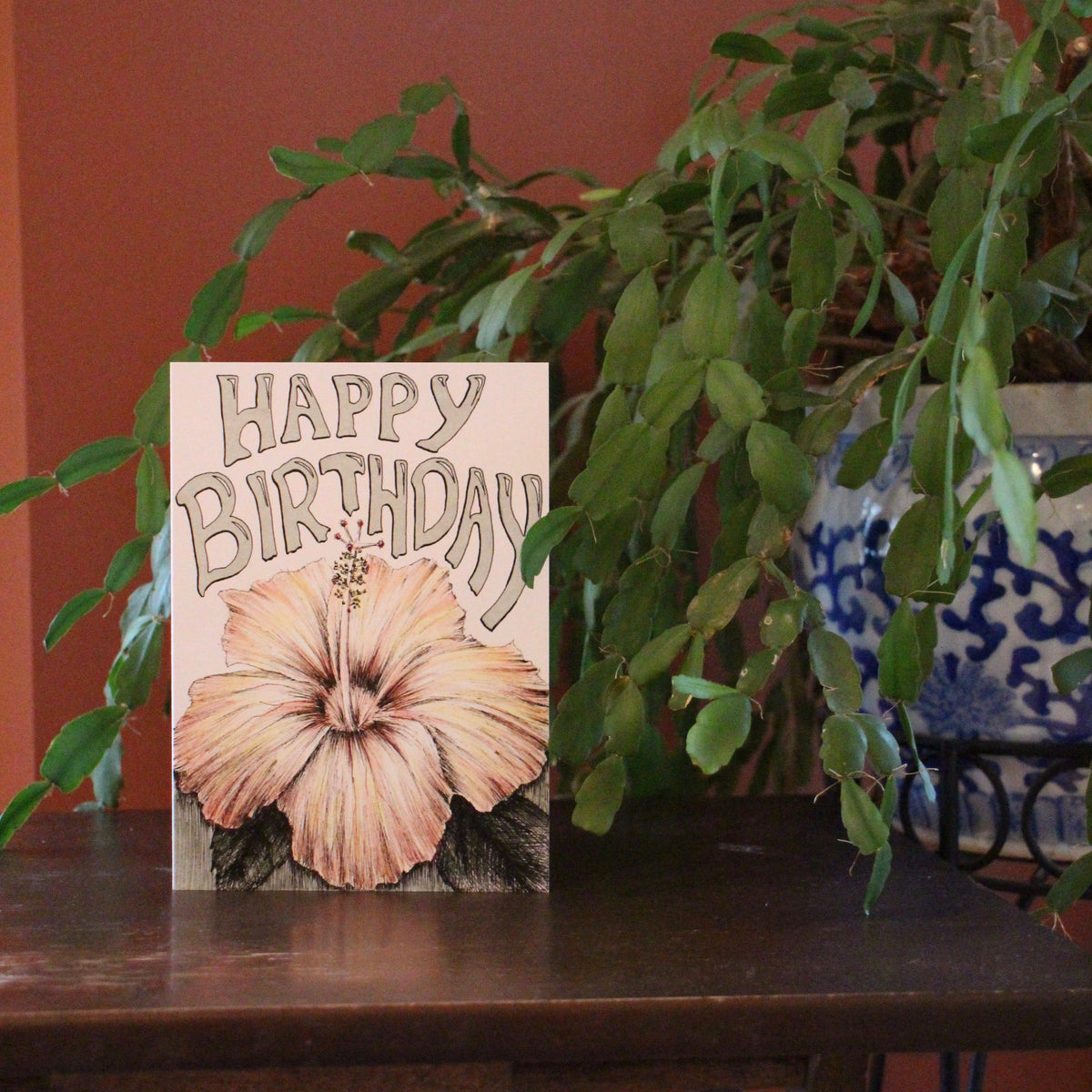 'Happy Birthday' Hibiscus Card