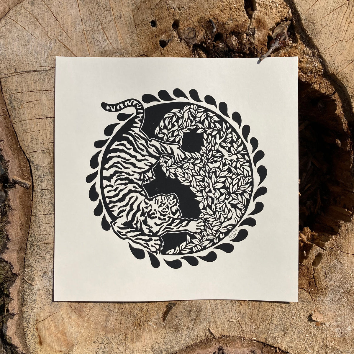 'Tiger' lino print
