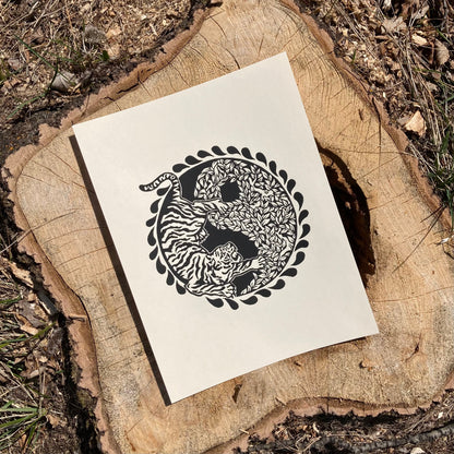 'Tiger' lino print
