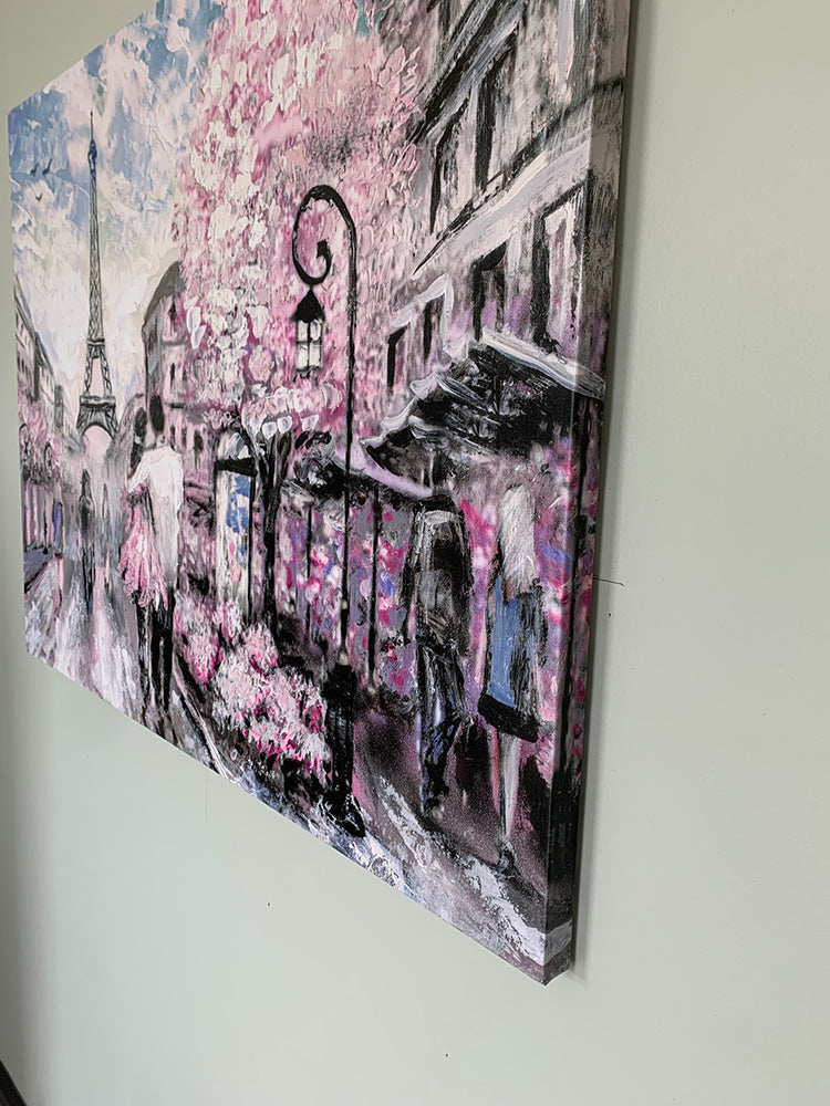 Joli Paris rose - Décoration murale en toile - Art mural