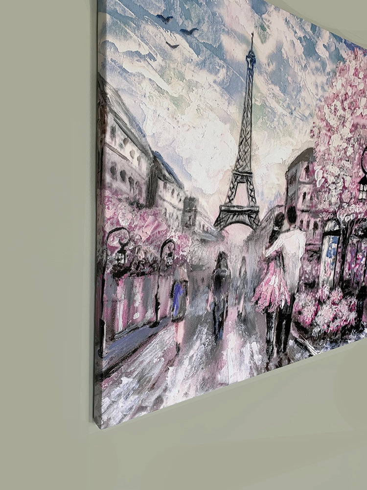 Joli Paris rose - Décoration murale en toile - Art mural