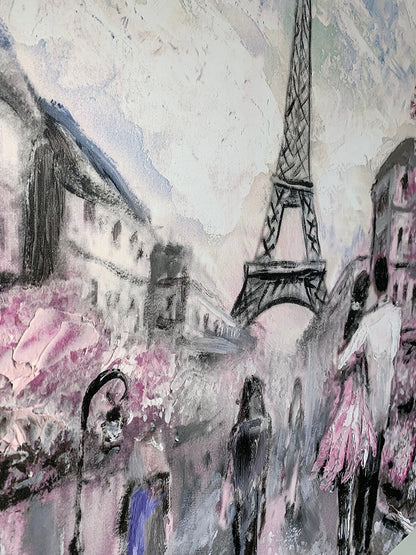 Joli Paris rose - Décoration murale en toile - Art mural