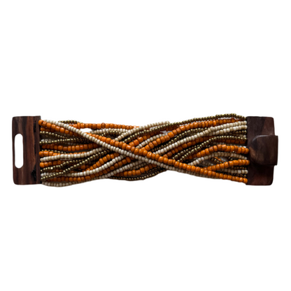 Mixed Bead Bracelet with Wooden Clasp