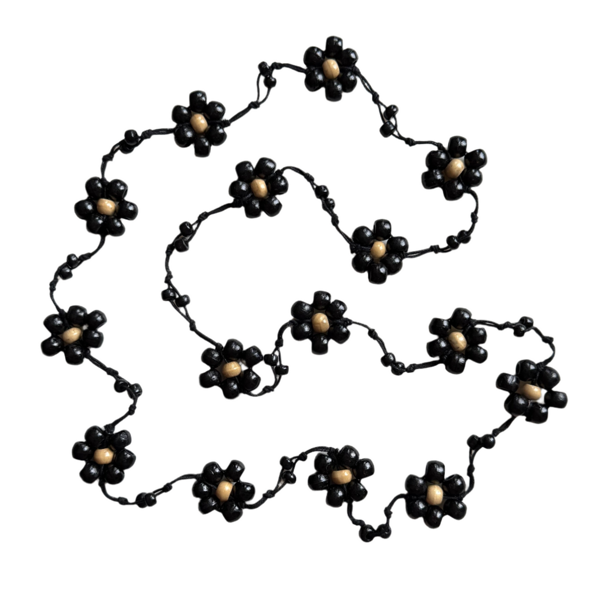 Wooden Ball Flower Necklace