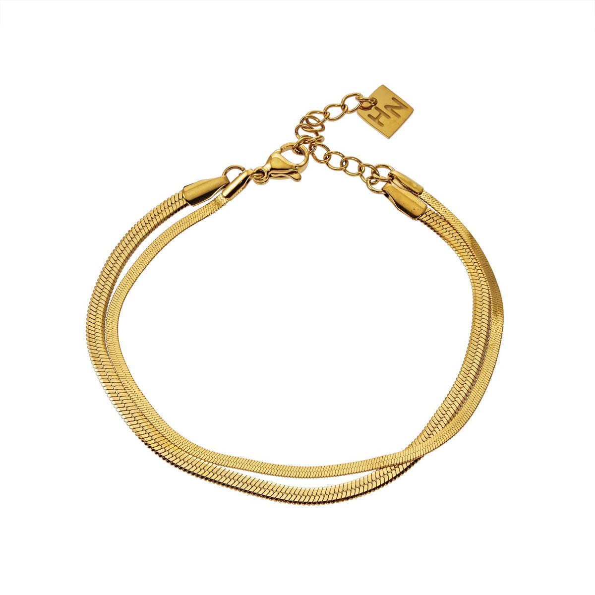 INESE : Bracelet doré à 2 rangs texturé façon peau de serpent