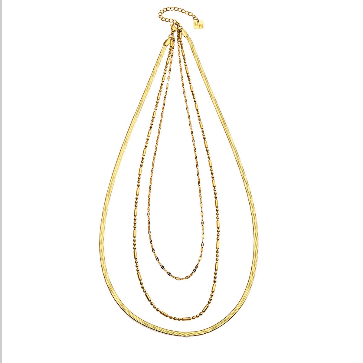 IRIS Triple Layer Multi Chain Gold Necklace