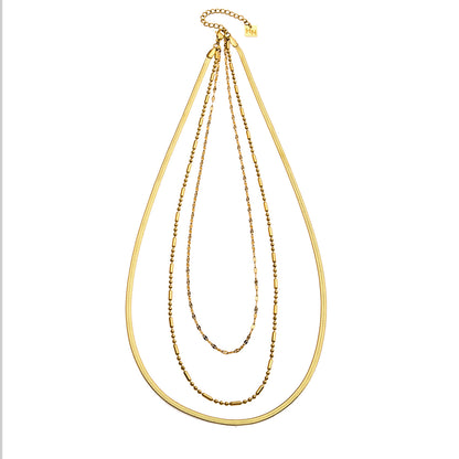 IRIS Triple Layer Multi Chain Gold Necklace