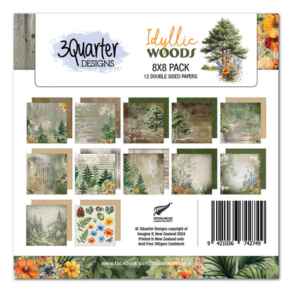 Pack de papier Idyllic Woods 8x8 de 3Quarter Designs