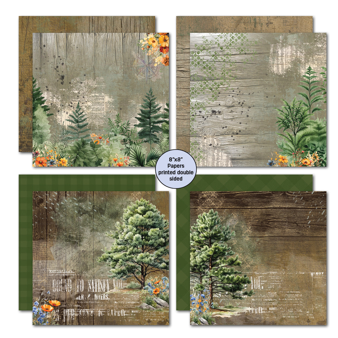 Pack de papier Idyllic Woods 8x8 de 3Quarter Designs