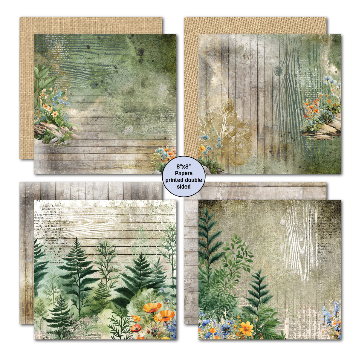 Pack de papier Idyllic Woods 8x8 de 3Quarter Designs