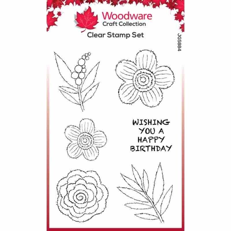 Tampons Woodware Clear Singles Blooms For Birds Têtes de fleurs 10,16 cm x 15,24 cm