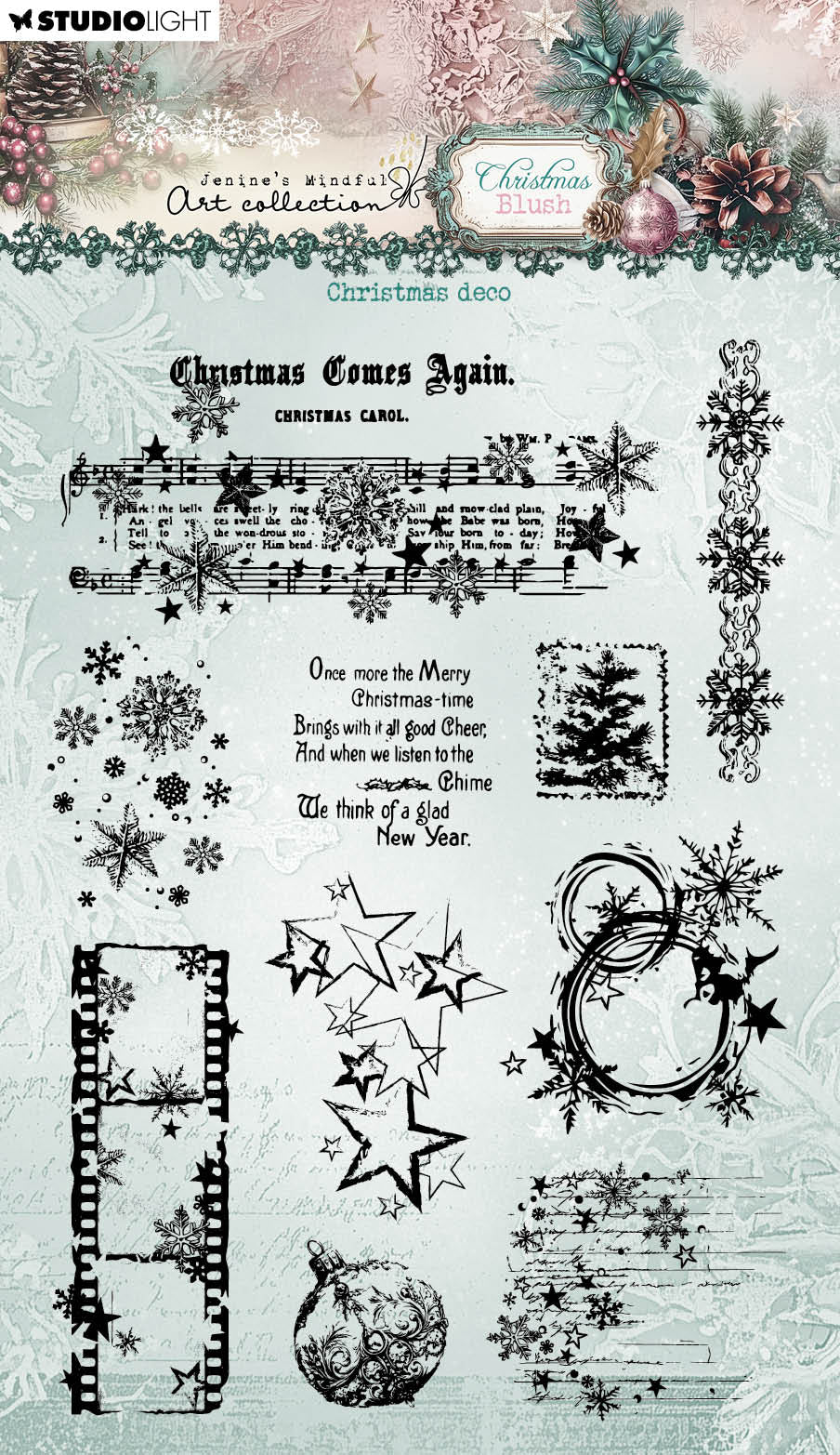 JMA Clear Stamp Christmas Deco Christmas Blush 10 Pieces