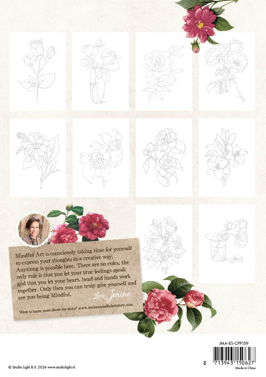 Bloc de papier à colorier JMA 10x2 Fleurs Essentielles 20 Feuilles