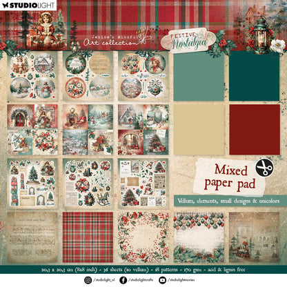 Bloc de papier mélangé JMA Calque, Unicolor & Elements Festive Nostalgia 36 feuilles