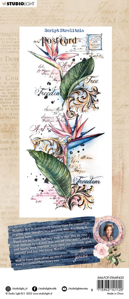 JMA Tampon Transparent Script Strelitzia Feelings Of Freedom 88x197x3mm 1 pc n°420