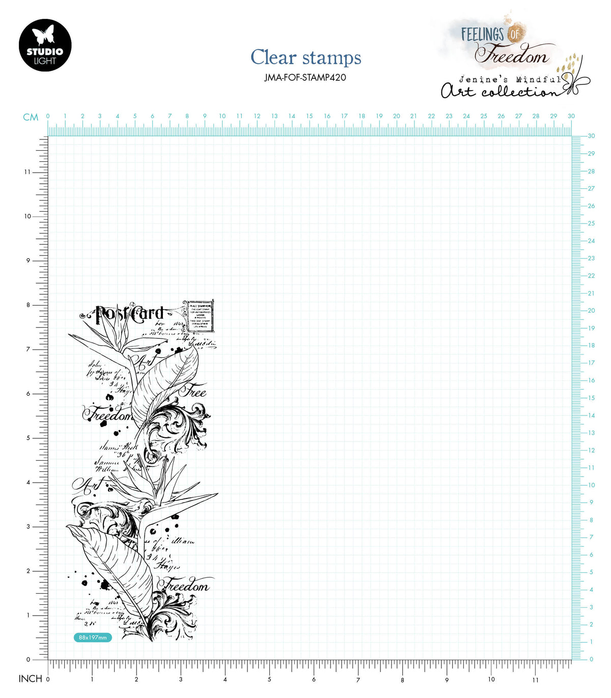 JMA Tampon Transparent Script Strelitzia Feelings Of Freedom 88x197x3mm 1 pc n°420