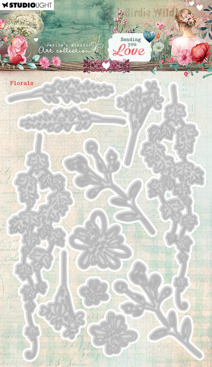 JMA Matrice de découpe Florale "Je t'envoie de l'amour" 11 pièces