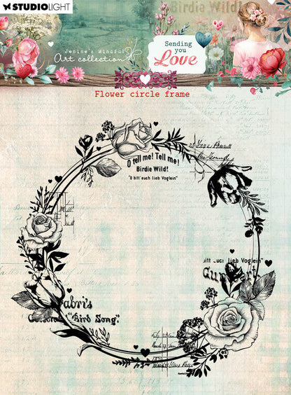 JMA Tampons transparents Cadre rond fleuri « Sending You Love » 1 pièce