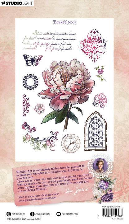 JMA Tampon Transparent Pivoine Intemporelle Rêves Victoriens 12 pièces