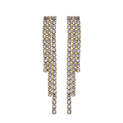 JOSEFINA: Three-String Zirconia Bead Drop Earrings