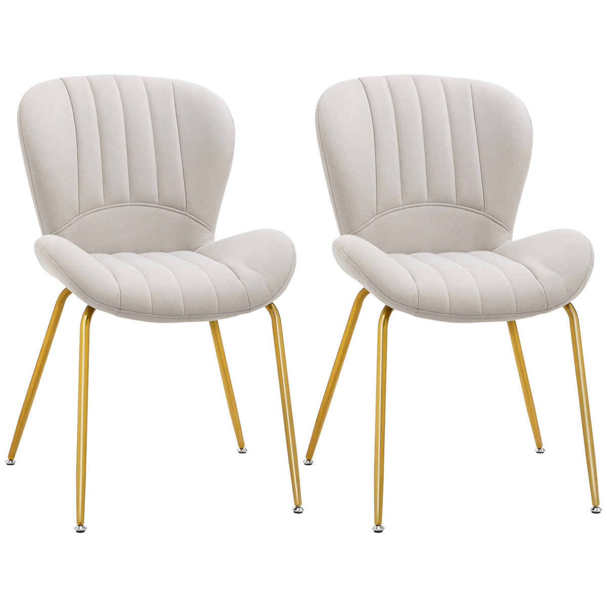 Chaises de salle à manger modernes Lux avec dossier rembourré - Lot de 2 - Blanc crème