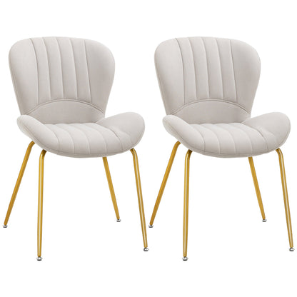 Chaises de salle à manger modernes Lux avec dossier rembourré - Lot de 2 - Blanc crème