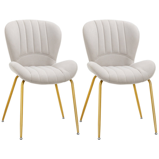Lux Modern Dining Chairs with Cushioned Backrest-Set of 2-Cream White