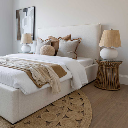 Watkins Platform Tall Headboard Upholstered Storage Bed - Cream