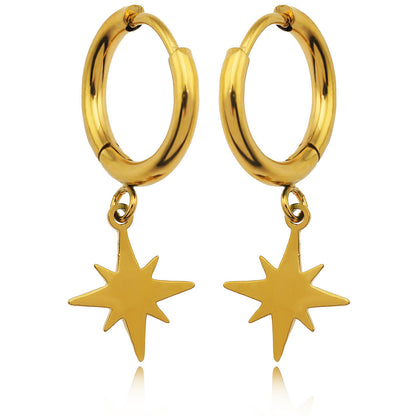 KAYLIN Gold: Mini Hoops with Star Charm Earrings