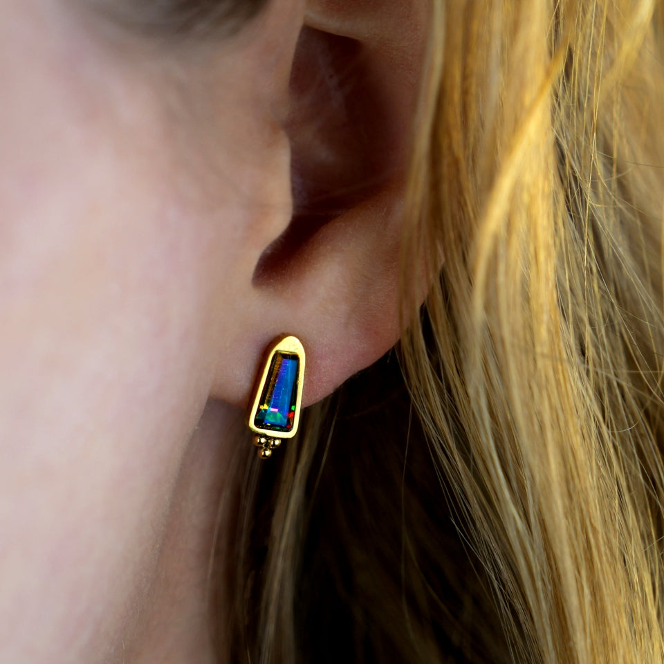 Boucles d'oreilles clou inspirées du style vintage KERSTIN en cristal