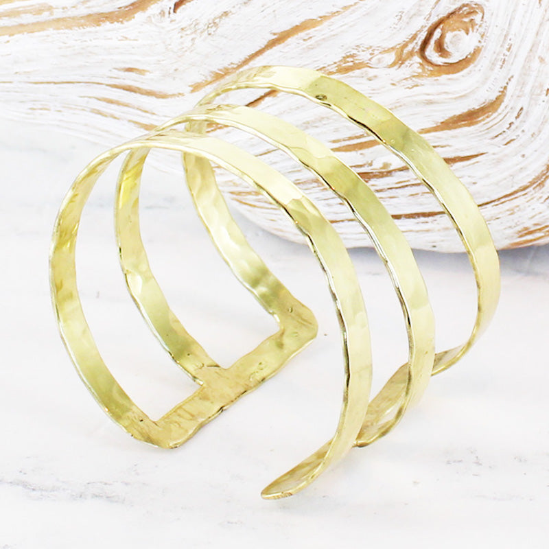 Triple Bar Metal Cuff - Gold Colour