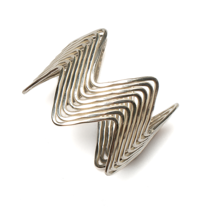 Multi Strand Wave Metal Cuff - Silver Colour