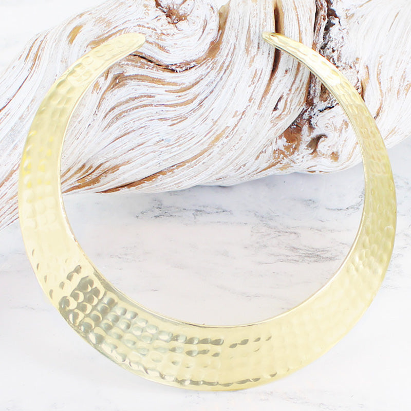 Beaten Metal Collar Necklace - Gold Colour