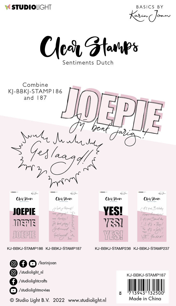 KJ Clear stamp Sentiments Joepie Essentials 105x148x3mm n°187